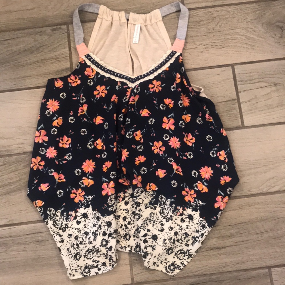 xhilaration floral tank top blouse S